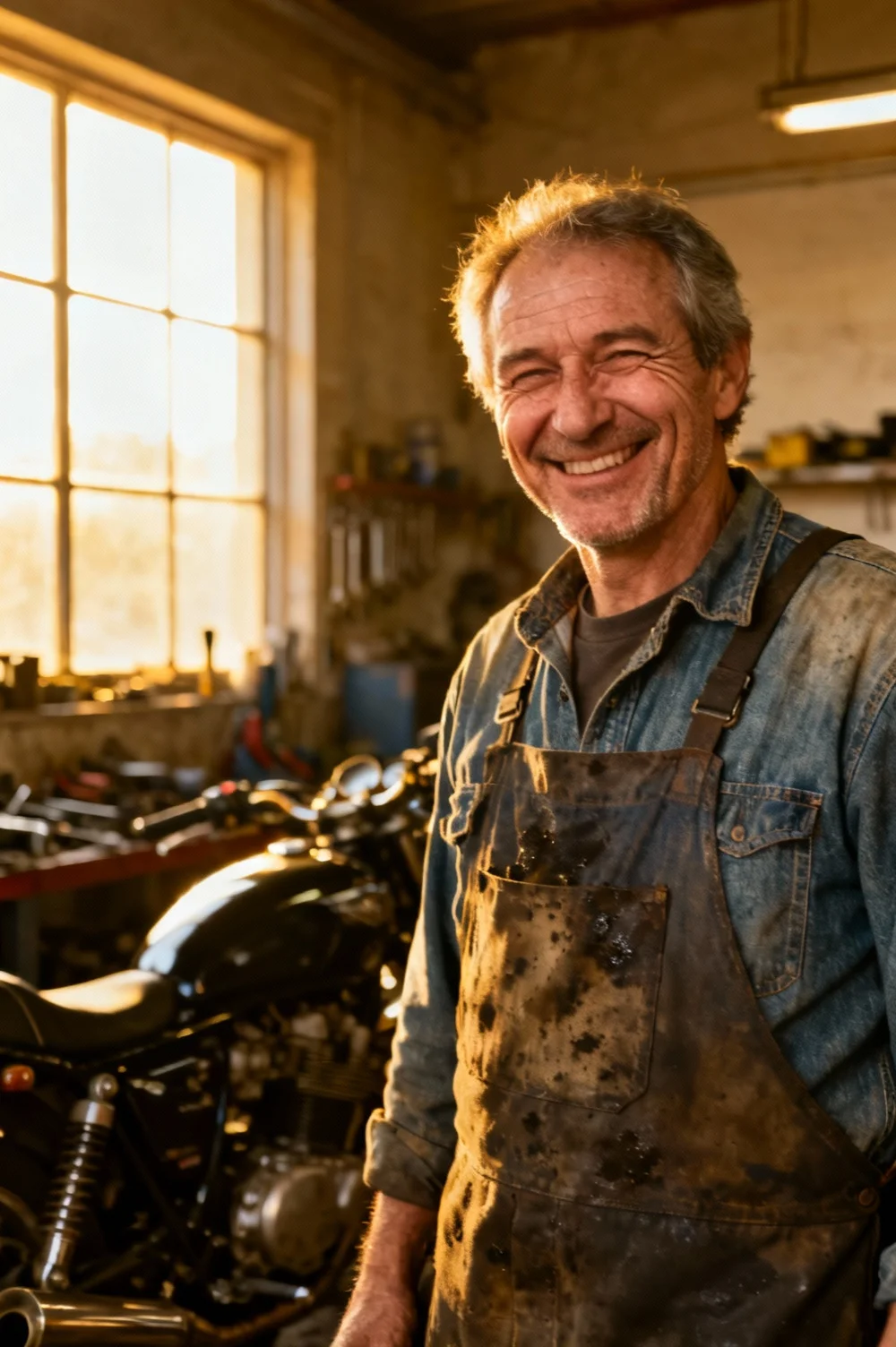 Mécanicien spécialisé moto en atelier avec outillage professionnel